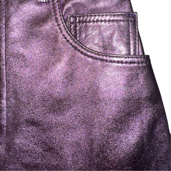 NWT Understated by Free People Purple Lamb Leather Y2K Mini Skirt Size Small - Picture 6 of 8